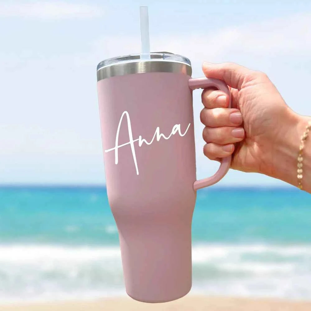 Personalized Tumbler With Engraved Name Custom 40Oz Tumbler With Handle Birthday Gifts For Women Cup Gifts Coffee Tumbler