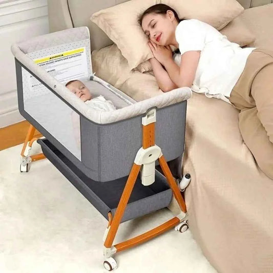 Berceau 3 en 1 pour bébé kmaier 2025, lit réglable en hauteur 6 sections, berceau portable pliable et berceau latéral - Gris clair