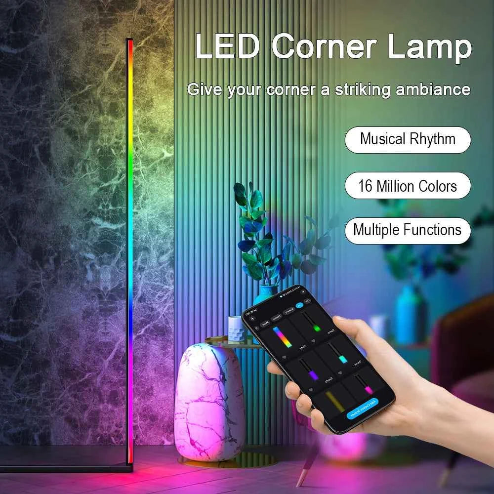 Living Room Corner Floor Lamp 140cm Bluetooth RGBW Mood Light for Bedroom Nordic Home Decor Table Lamp Interior Stand lighting