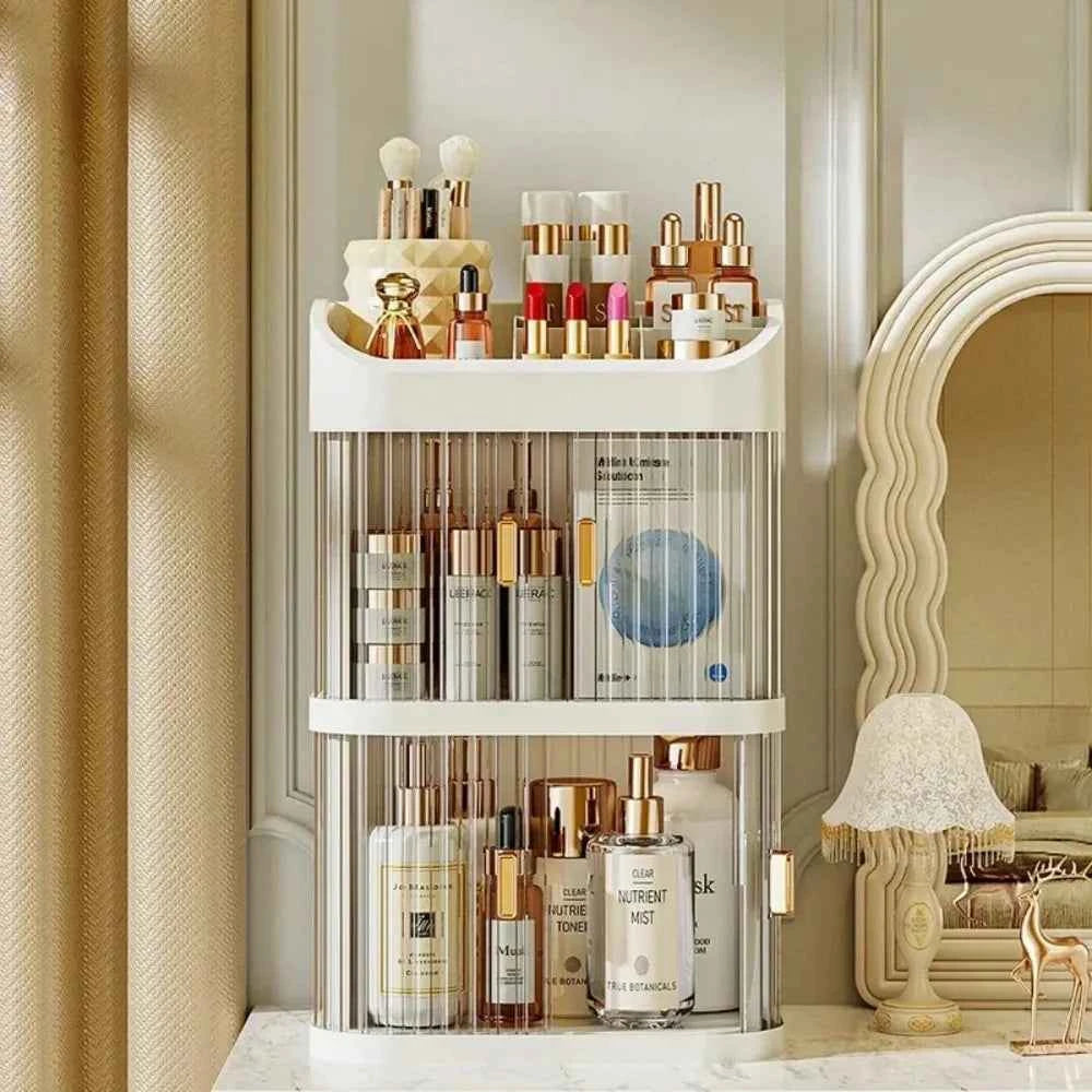 Boîte de rangement maquillage anti-poussière - Organisateur cosmétique pour bijoux et vernis à ongles, contenant de maquillage pour bureau