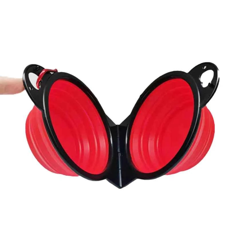 2 In 1 Dog Bowl Portable Folding Pet Double Bowl Collapsible Silicone Water Bowls for dog outdoor travel cat dog feeding bowl