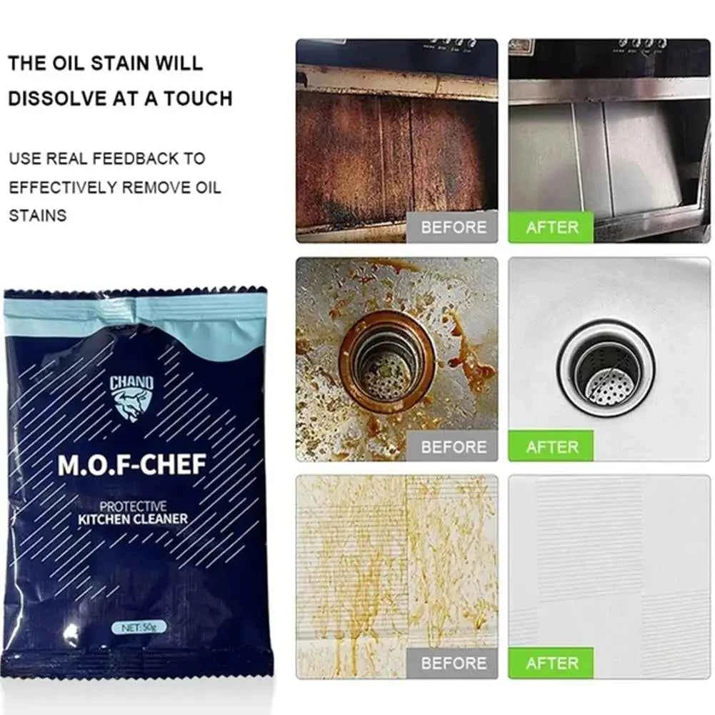 50G Mof Chef Cleaner Powder-Heavy Oil Stain Powder Cleaner All Purpose Stain Remover Heavy Dirt Powder of Range Hood