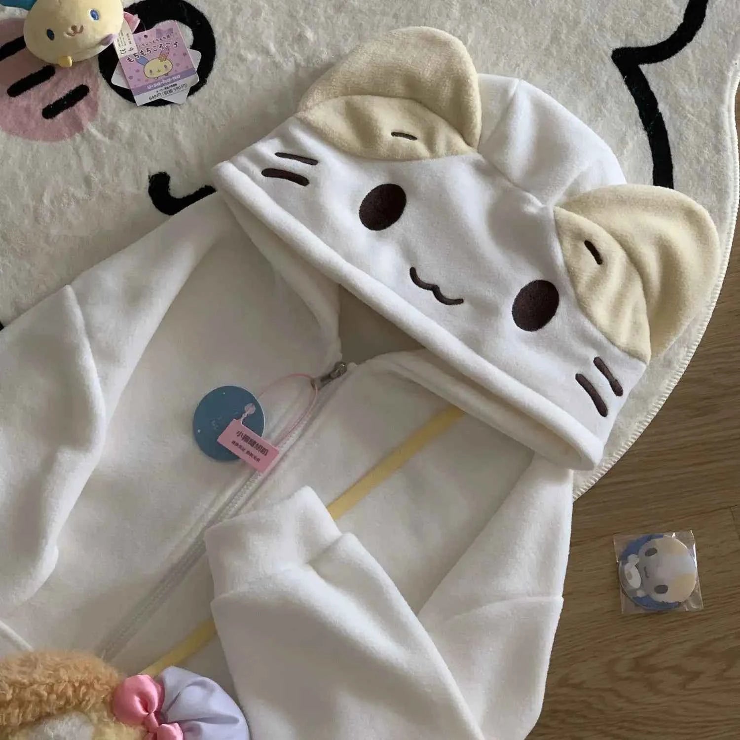 hoodie à fermeture éclair bébé oversized Harajuku  style Y2K avec broderie cartoon