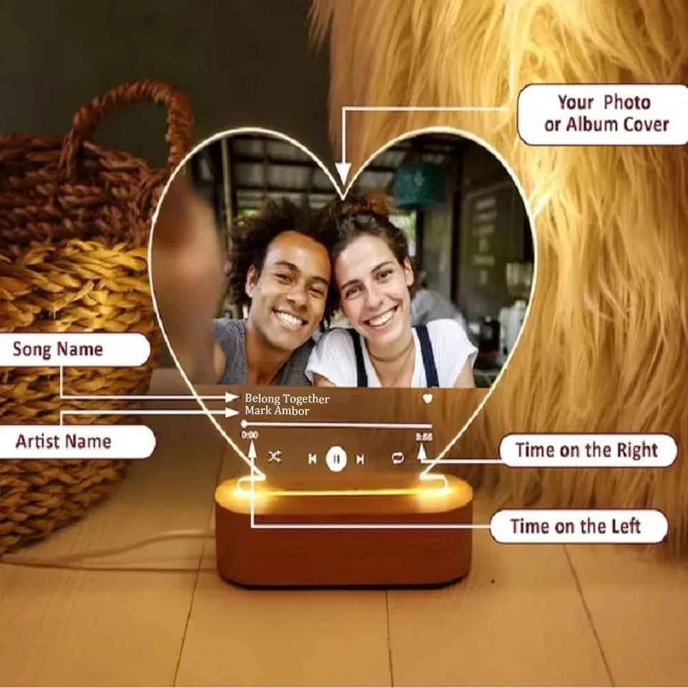 Plaque Photo Musique Personnalisée LED
