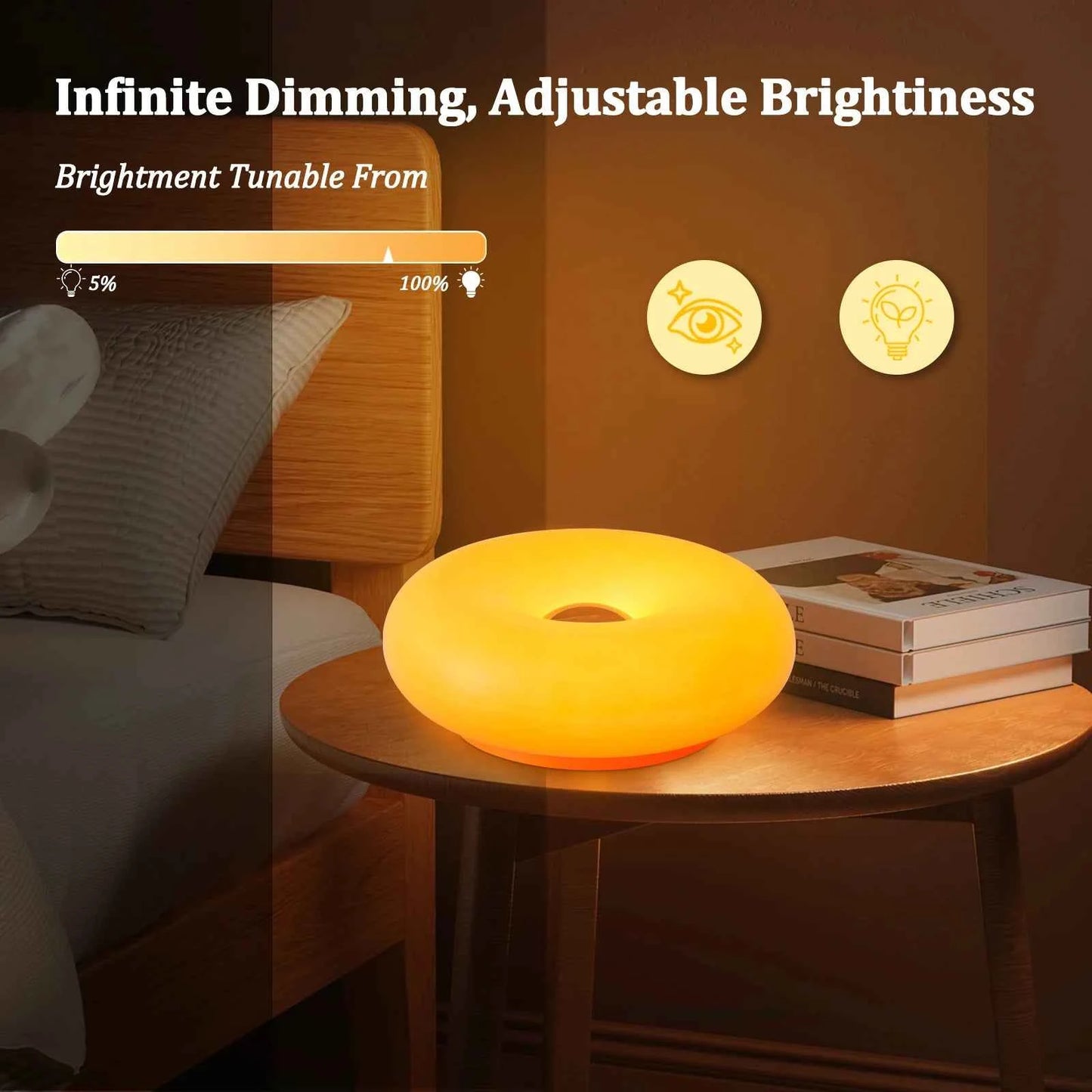 Doughnut table lamp bedroom bedside lamps Bauhaus  designed table lamp living room dining room decorative pumpkin lamp（Not glas