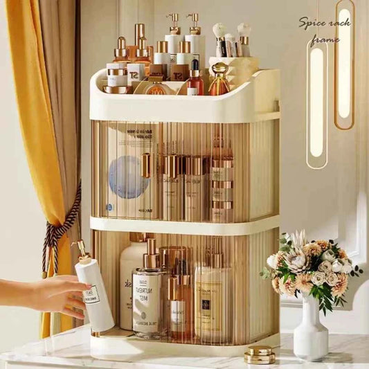 Boîte de rangement maquillage anti-poussière - Organisateur cosmétique pour bijoux et vernis à ongles, contenant de maquillage pour bureau