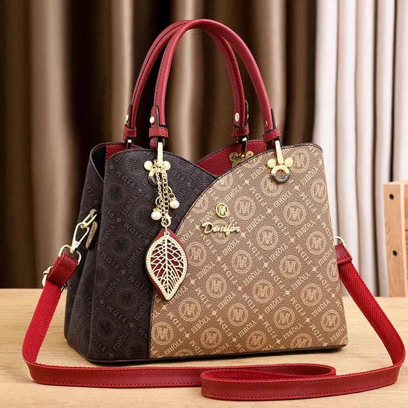 Luxury Brand Designer Women'S Handbag Leather Printed Shoulder Bag Large Capacity Classic Retro Crossbody Bag Commuting Tote Bag
