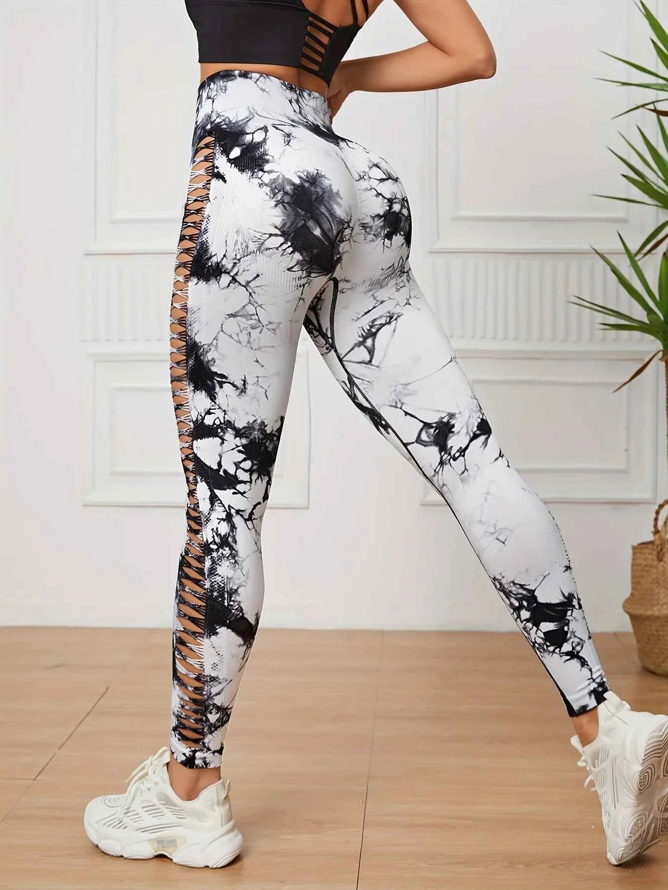 Leggings de yoga tie-dye haute taille