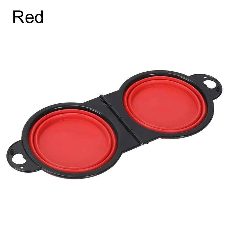 2 In 1 Dog Bowl Portable Folding Pet Double Bowl Collapsible Silicone Water Bowls for dog outdoor travel cat dog feeding bowl