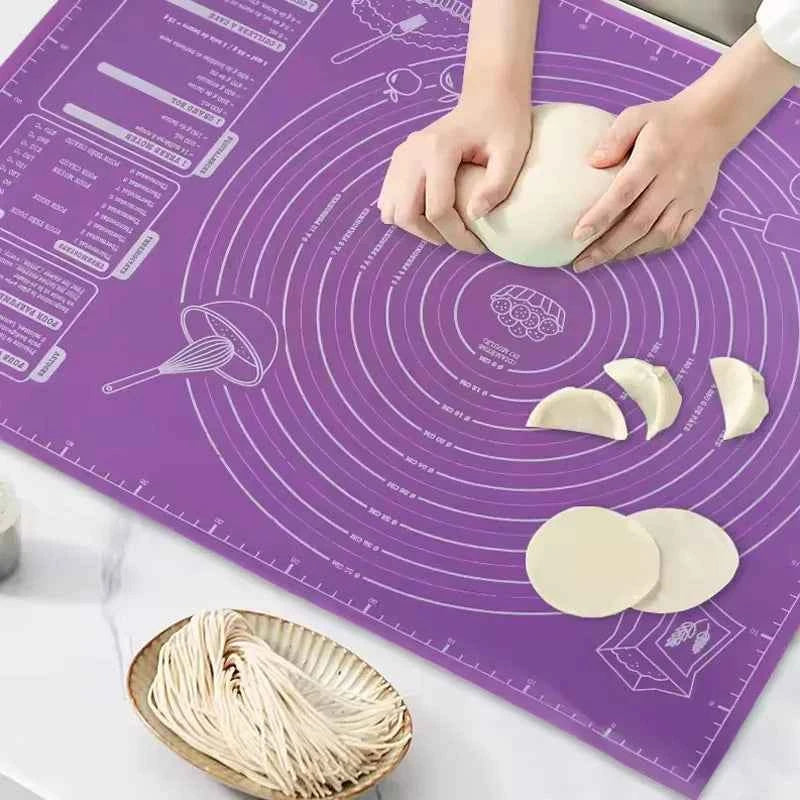 Tapis de cuisson en silicone pour étaler la pâte avec mesures - Tapis antiadhésif pour la cuisson de biscuits et de pain