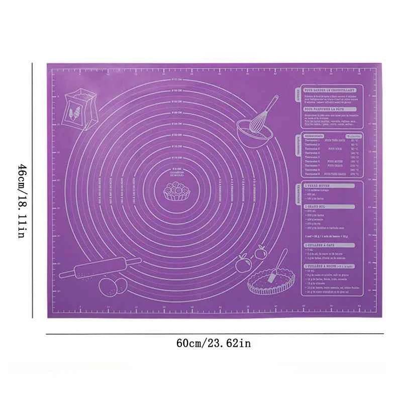Tapis de cuisson en silicone pour étaler la pâte avec mesures - Tapis antiadhésif pour la cuisson de biscuits et de pain