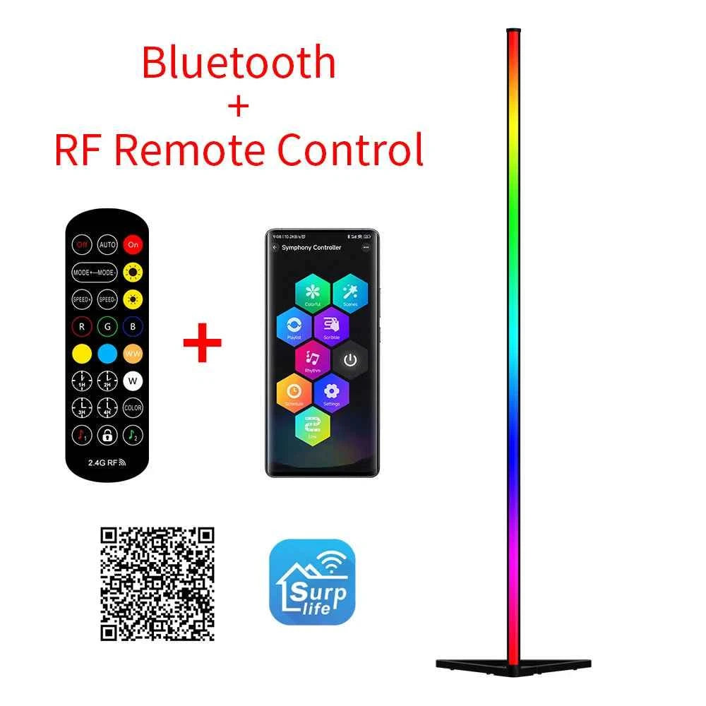 Living Room Corner Floor Lamp 140cm Bluetooth Smart RGB Mood Light for Bedroom Nordic Home Decor Table Lamp Stand lighting
