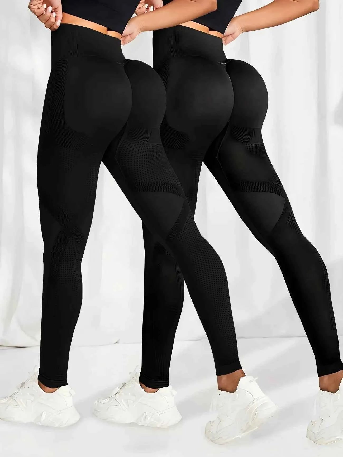 Leggings de Yoga Taille Haute Élastiques 2pcs