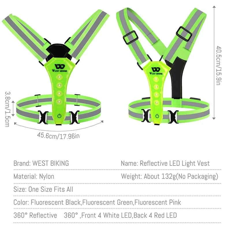 Gilet Réfléchissant LED USB pour Cyclisme Nocturne