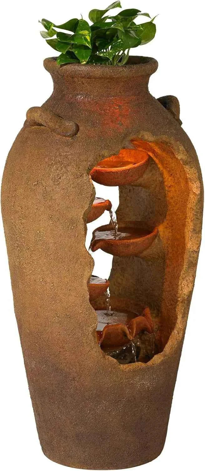 Fontaine Cascade Urne Extérieure avec Lumière LED