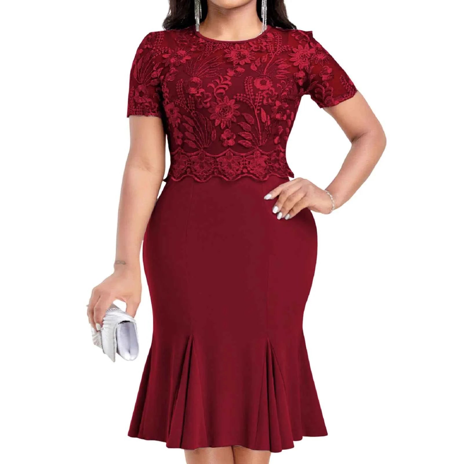 Robe de soirée grande taille à manches courtes