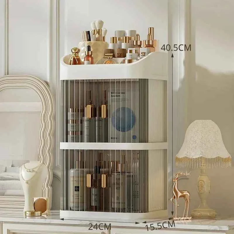 Boîte de rangement maquillage anti-poussière - Organisateur cosmétique pour bijoux et vernis à ongles, contenant de maquillage pour bureau