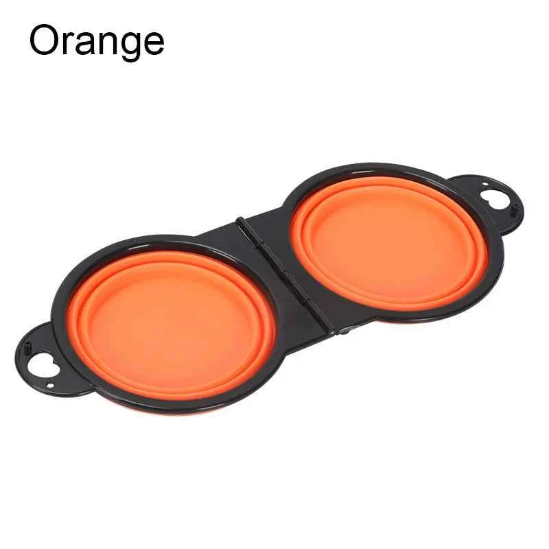 2 In 1 Dog Bowl Portable Folding Pet Double Bowl Collapsible Silicone Water Bowls for dog outdoor travel cat dog feeding bowl