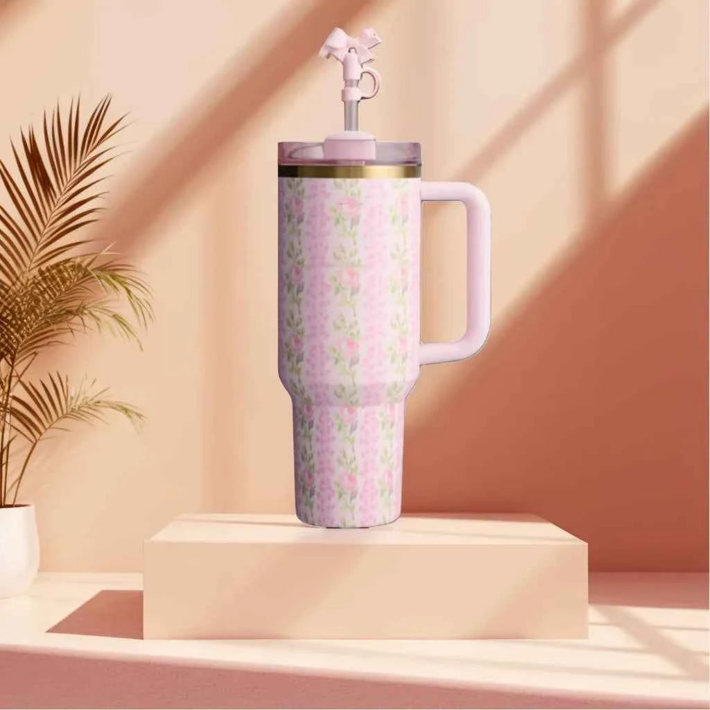 Four Colors Pretty 40 oz Tumbler Stainless Steel Vacuum Insulated Tumblers Travel Cup Coffee Mug Tumbler With Handle Logo