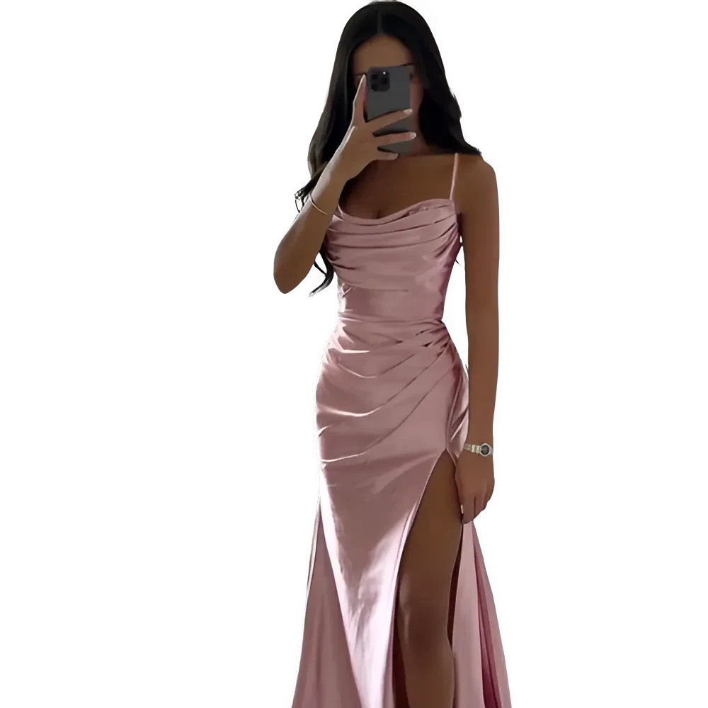 Robe Maxi Élégante à Dos Plissé