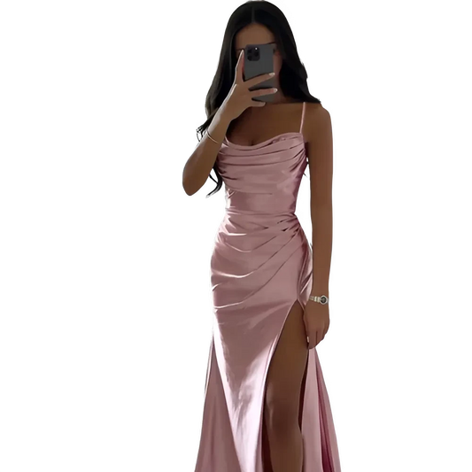 Robe Maxi Élégante à Dos Plissé